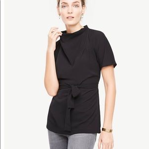 Loft Mock Neck Tie Waist Tunic